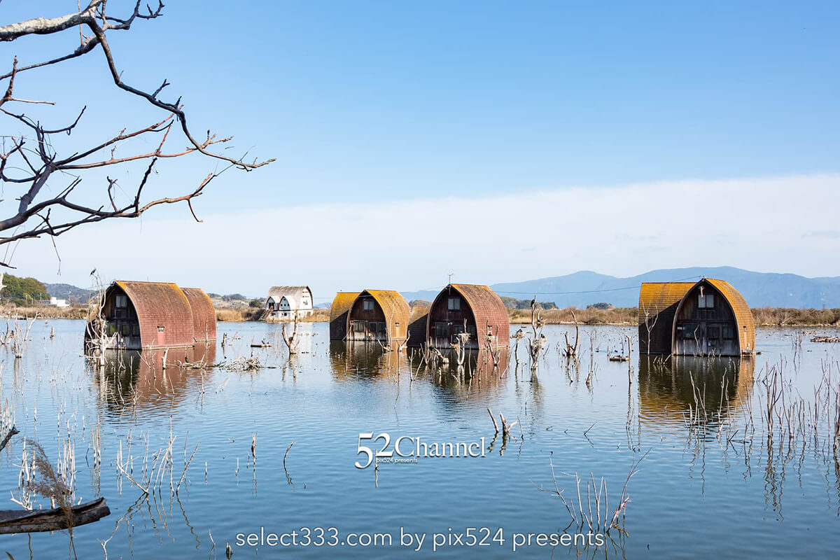 鹿忍グリーンファーム跡：異様な光景拡がる水没ペンション廃墟群！岡山県瀬戸内市牛窓