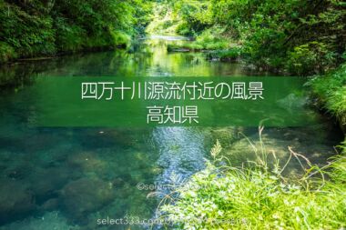 四万十川源流付近の風景！里山で見られる美しく透き通った沢！船戸河内五社神社と沢の景色