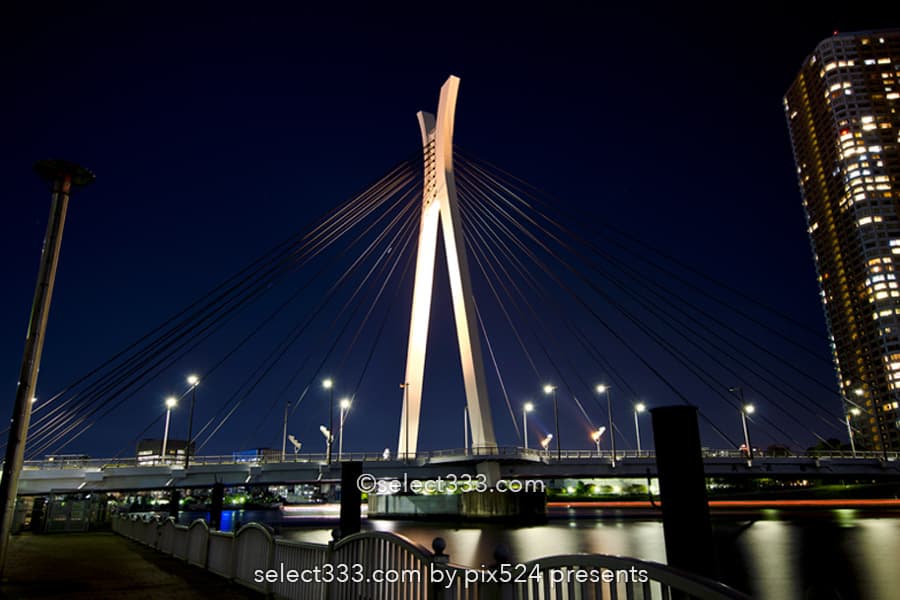 中央大橋の夜景撮影!隅田川に架かる美しい橋梁の東京水辺風景!隅田川の撮影地