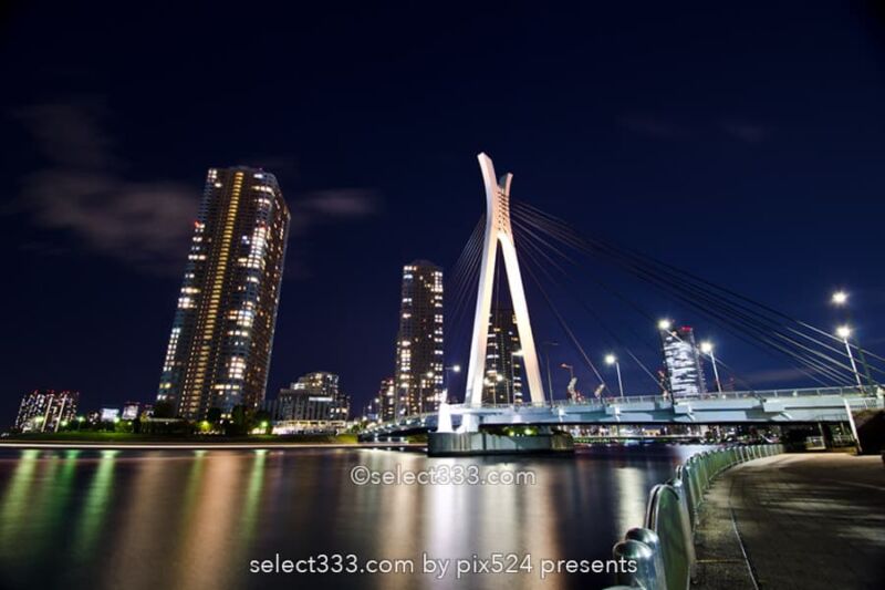 中央大橋の夜景撮影！隅田川に架かる美しい橋梁の東京水辺風景！隅田川の撮影地