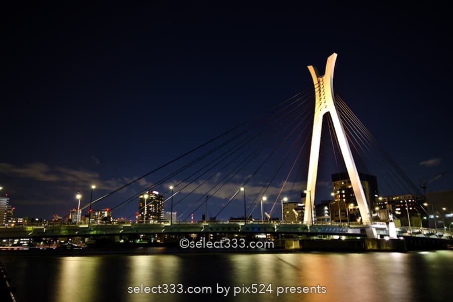 中央大橋の夜景撮影!隅田川に架かる美しい橋梁の東京水辺風景!隅田川の撮影地