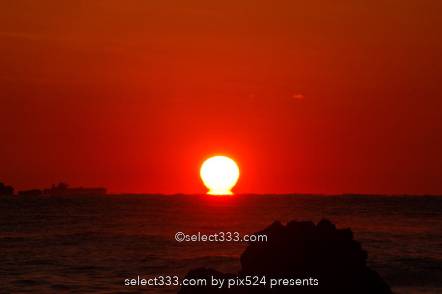 だるま朝日・だるま夕日の撮影!水平線の太陽の蜃気楼いつ見える?関東近郊の撮影地