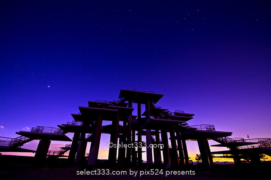 富津岬からの東京湾！明治百年記念展望塔と富士山の見える風景！夕焼け美観の千葉の海岸