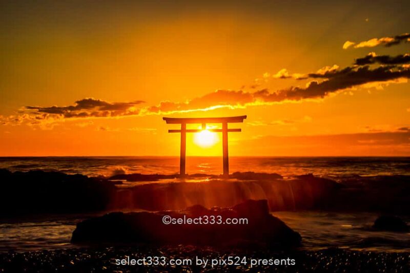 神磯の鳥居と朝日の撮影!大洗磯前神社・海からの日の出と朝焼け!パワースポットの風景