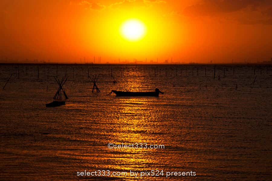 金田みたて海岸の夕日・夕焼け撮影地！富士山も見える海の風景！内房の夕陽スポット