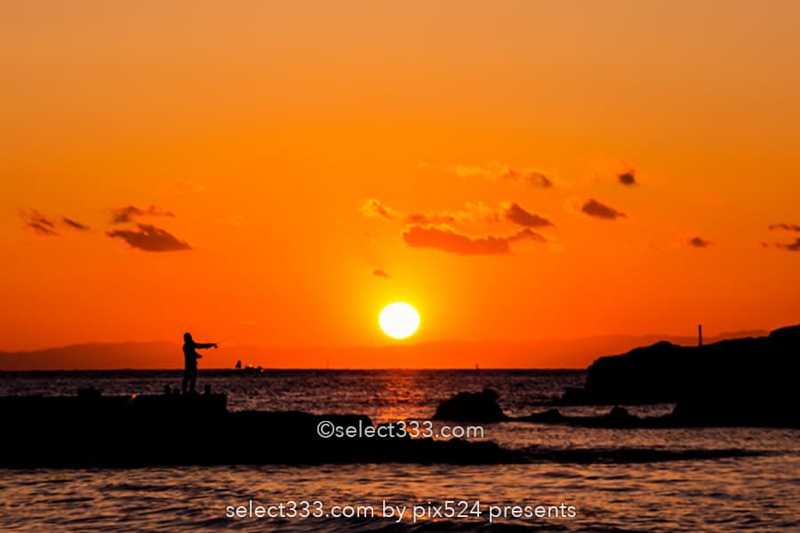 竜島海岸の夕日・夕焼け撮影!富士山が見える勝山の美しい海岸!夕焼け・薄明と星空撮影