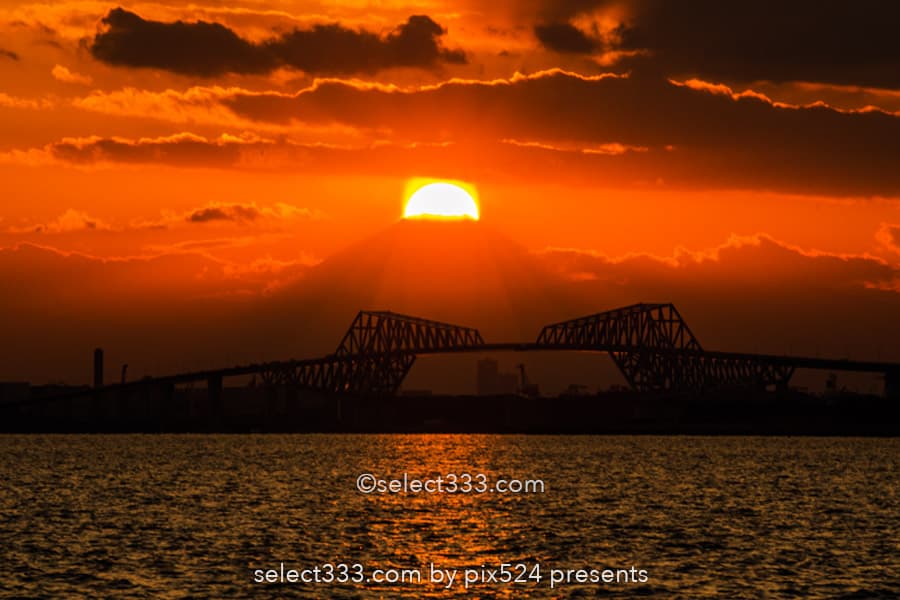舞浜海岸の夕日と夕焼！東京ゲートブリッジと富士山の撮影地！TDRの海岸散歩コース