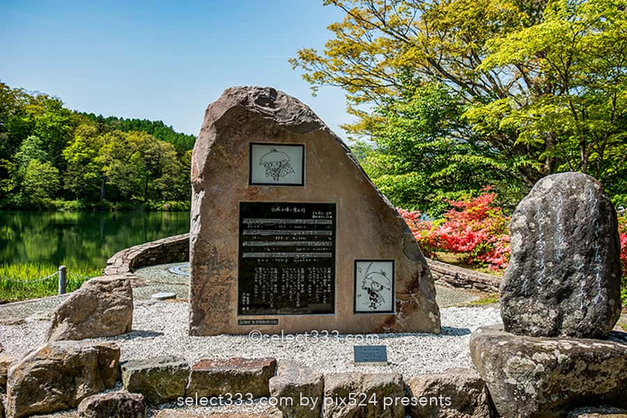 松原湖の湖畔風景!八ヶ岳連峰を臨む湖に北風小僧の寒太郎石碑!清里・佐久の寄り道観光