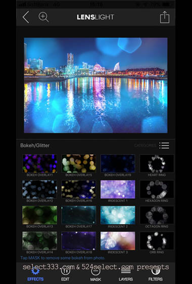 Lens Light!インスタ映えするボケやフレア・キラキラ加工アプリ!レイヤーでアレンジ